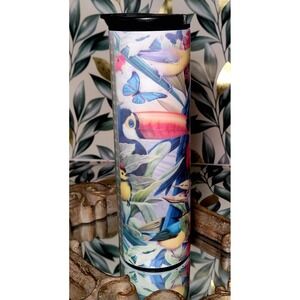 *ANIMAL RESCUE FUNDRAISER* Tropical Bird Stainless Steel Tumbler w/ Lid 20oz